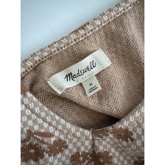 Madewell Crop Tank Top Button Back Brown Geo Daisy Vest Women’s Size Medium - Picture 6 of 7